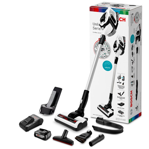 Bosch Series 8 Unlimited BBS812AM - skaftdammsugare, white/black
