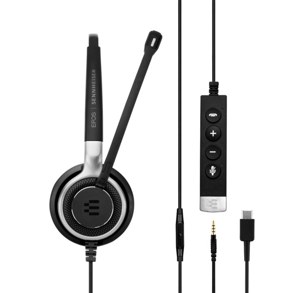 Epos sennheiser sc 635 usb-c / 3.5mm wired single-sided headset, usb, and in-line call control ms
