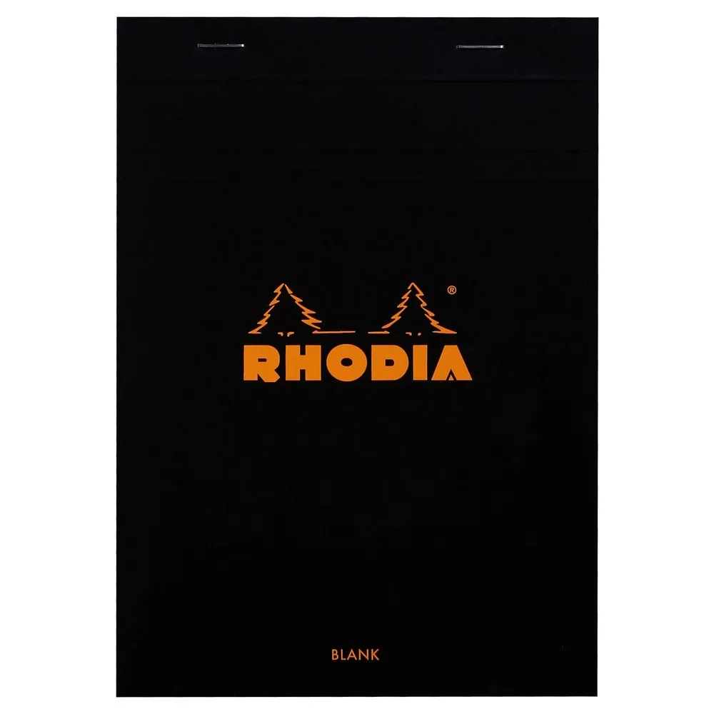 Rhodia head stapled pad black N°16 plain