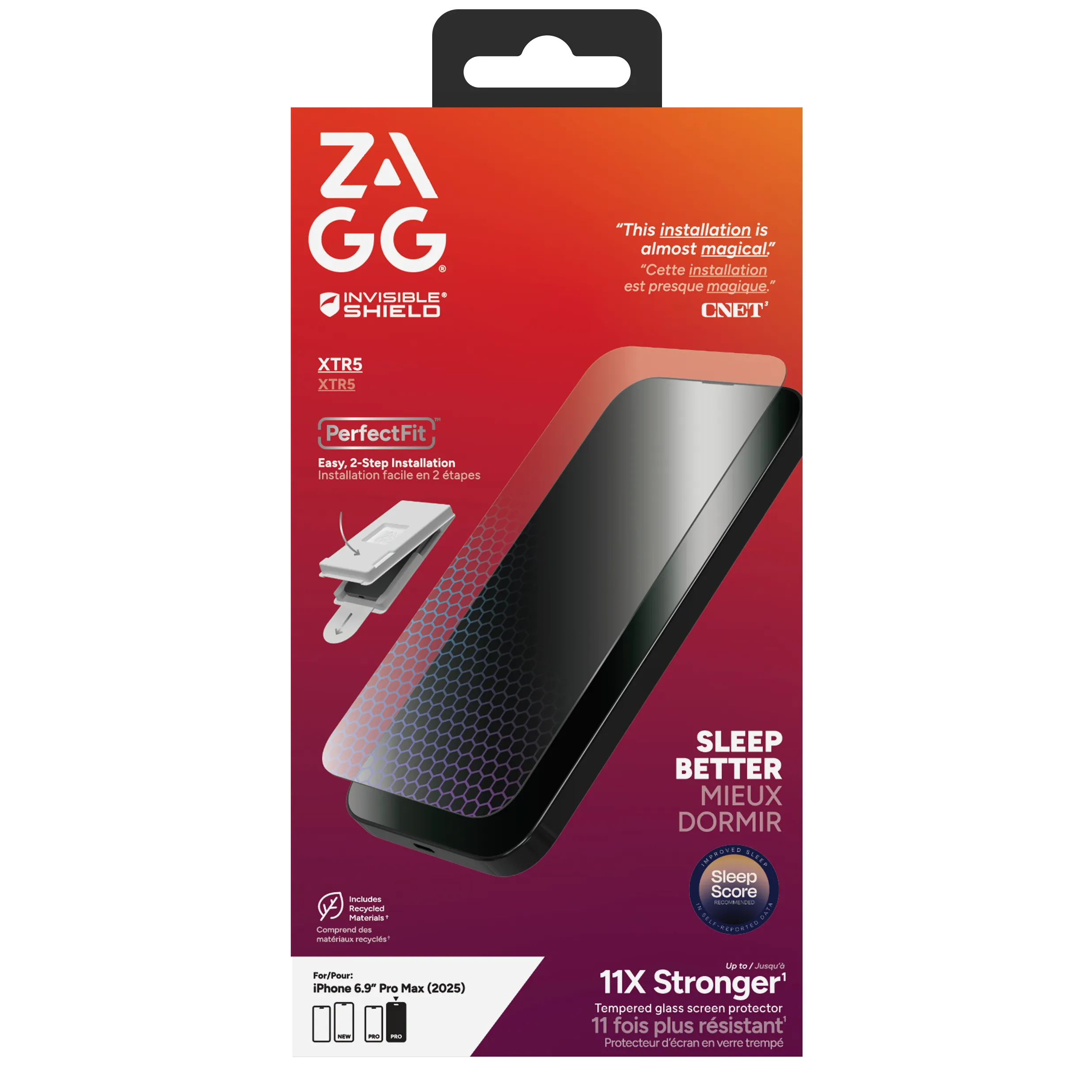 ZAGG InvisibleShield Glass XTR5 skärmskydd för iPhone 17 Pro Max med applikator