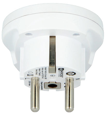 SKROSS World to Europe USB, reseadapter, max 16A 4000W 250V, vit