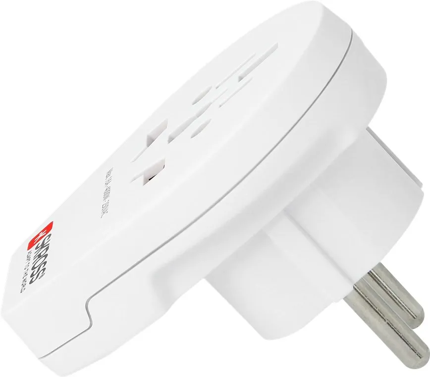 SKROSS matka-adapteri USB-portilla, 5V 2,1A, maad., max 16A, valk.