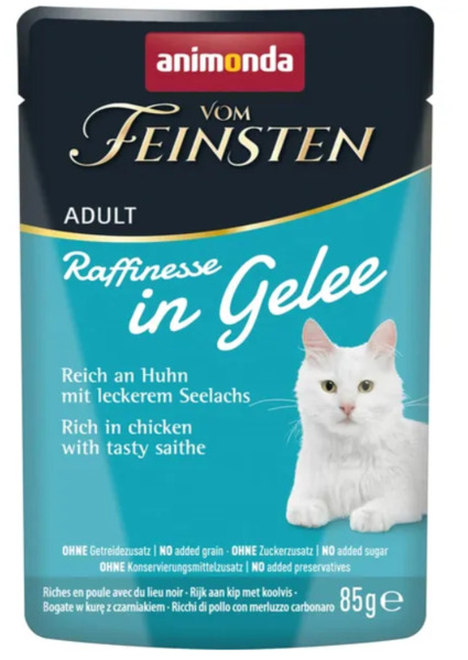 Animonda Vom Feinsten Adult Raffinesse in Jelly rich in Chicken with Black Pollock, Kissan m&auml;rk&auml;ruoka, 85 g