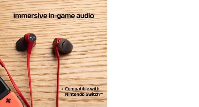 HyperX Cloud Earbuds -pelinappikuulokkeet mikrofonilla, punainen/musta