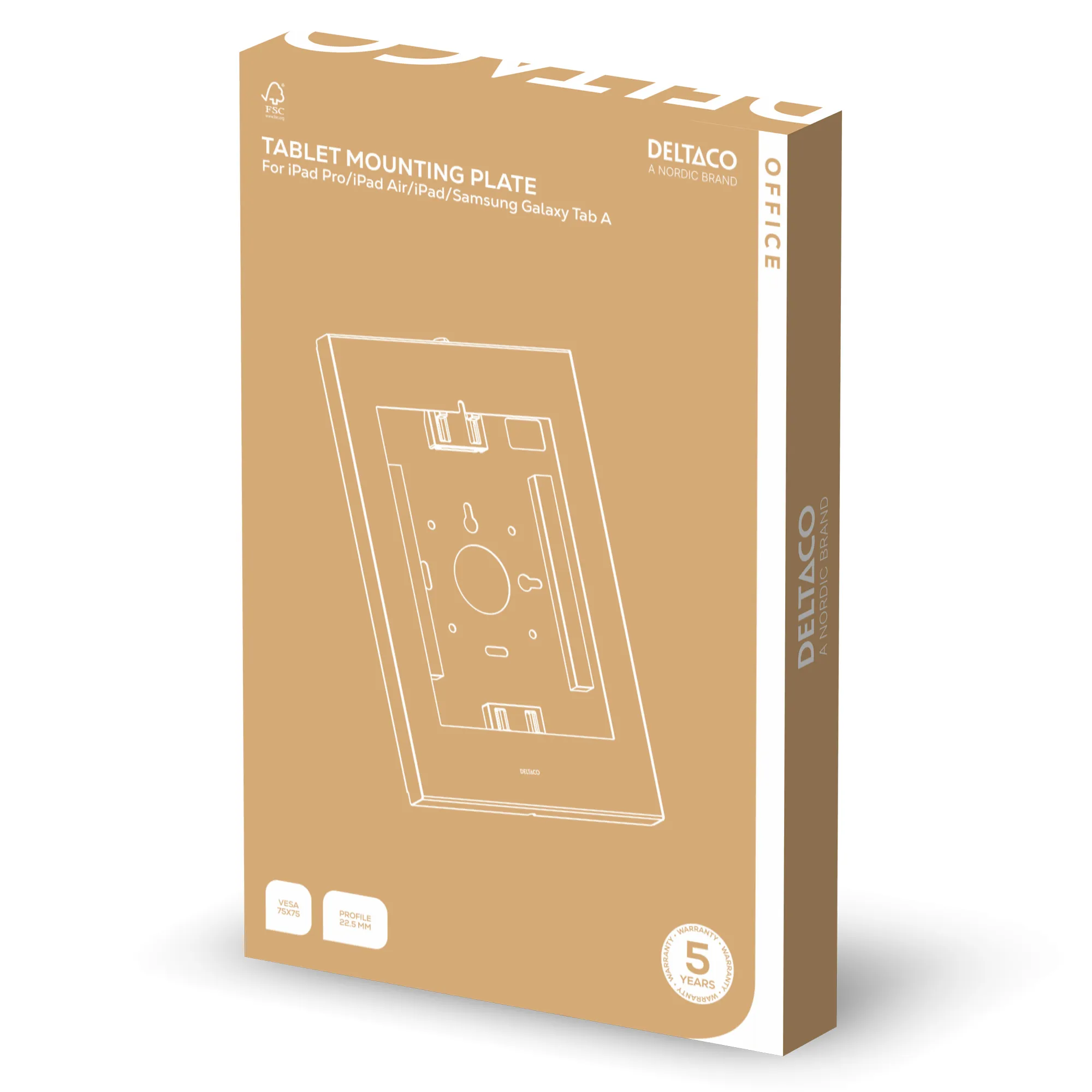 Deltaco Office Wall mountable mounting plate for tablets, anti-theft