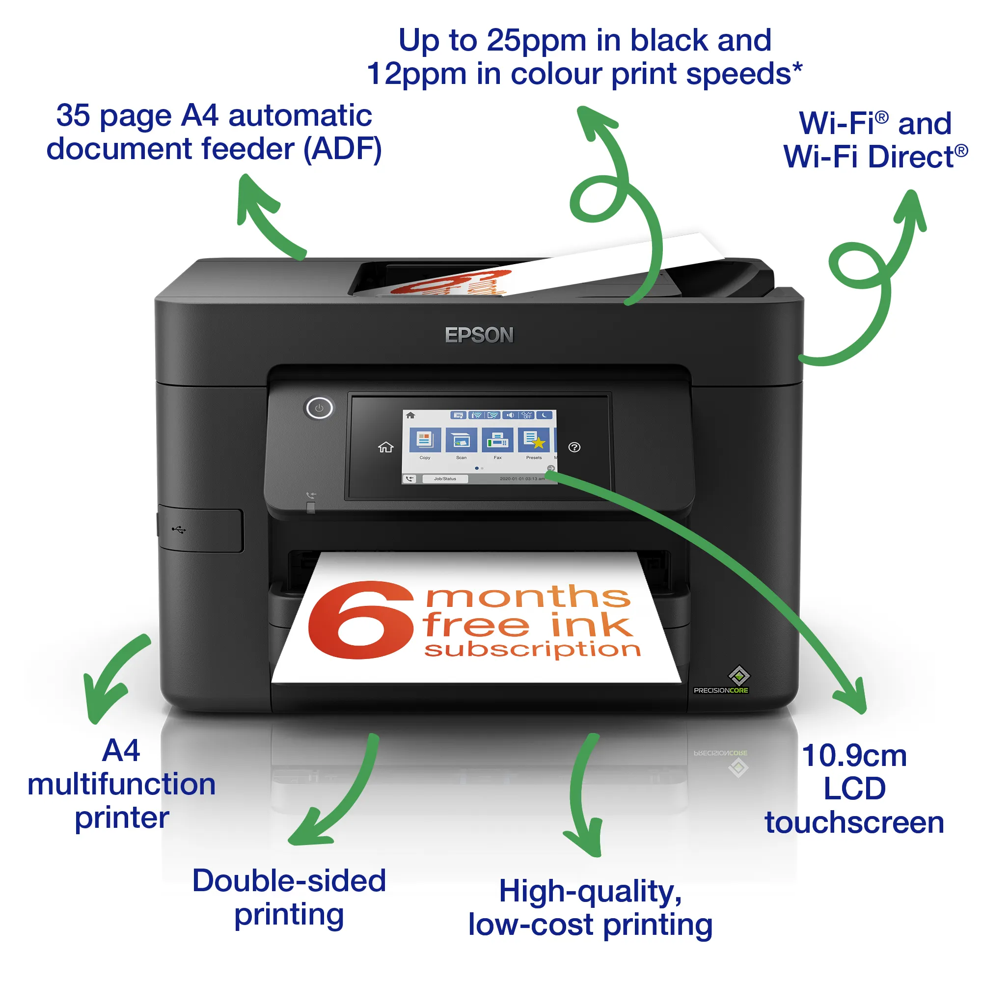 Epson WorkForce Pro WF-4820DWF A4 - allt-i-ett f&auml;rgbl&auml;ckstr&aring;leskrivare