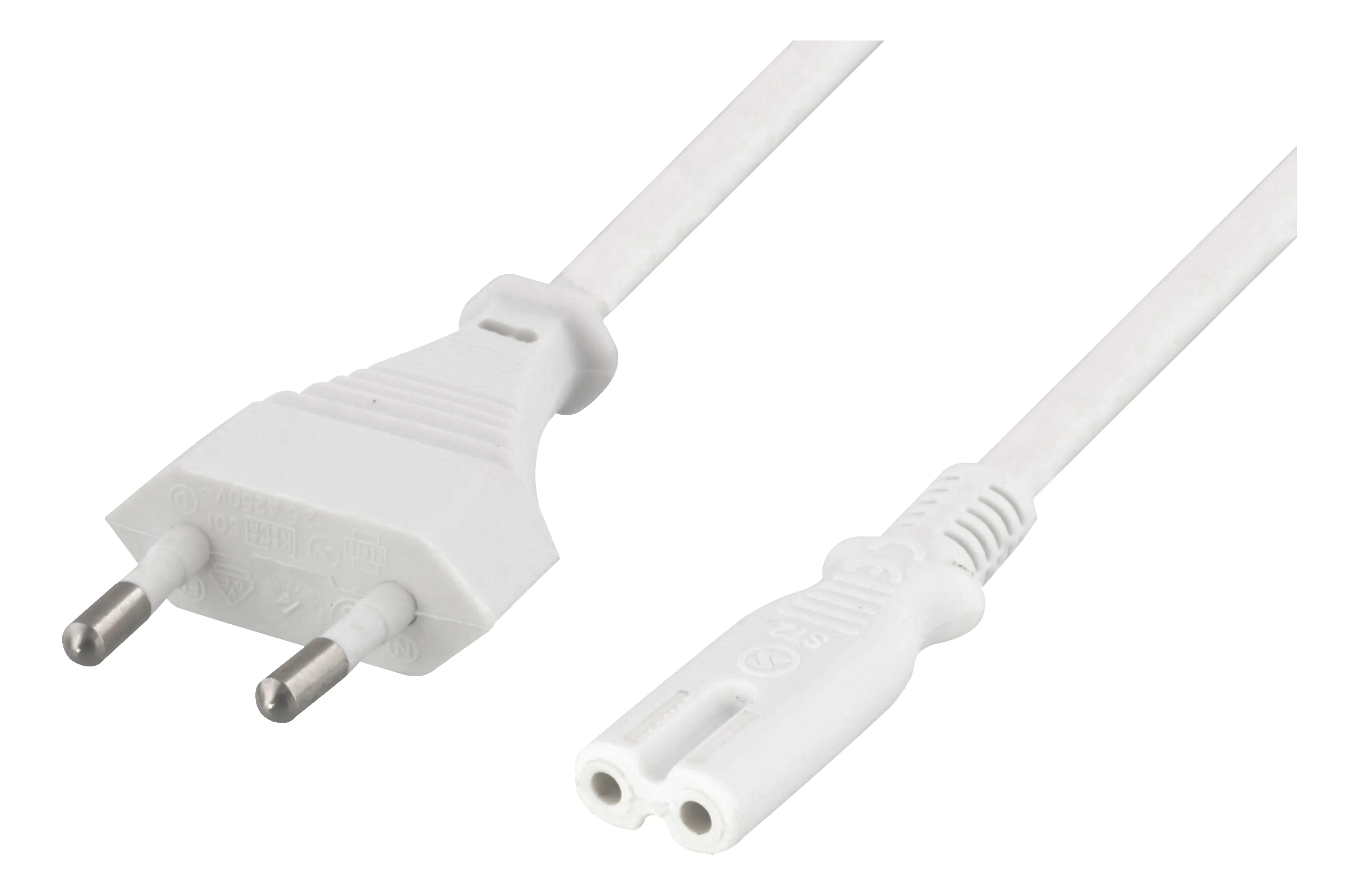 DELTACO ojordad apparatkabel, CEE 7/16 till IEC 60320 C7, 10m, vit