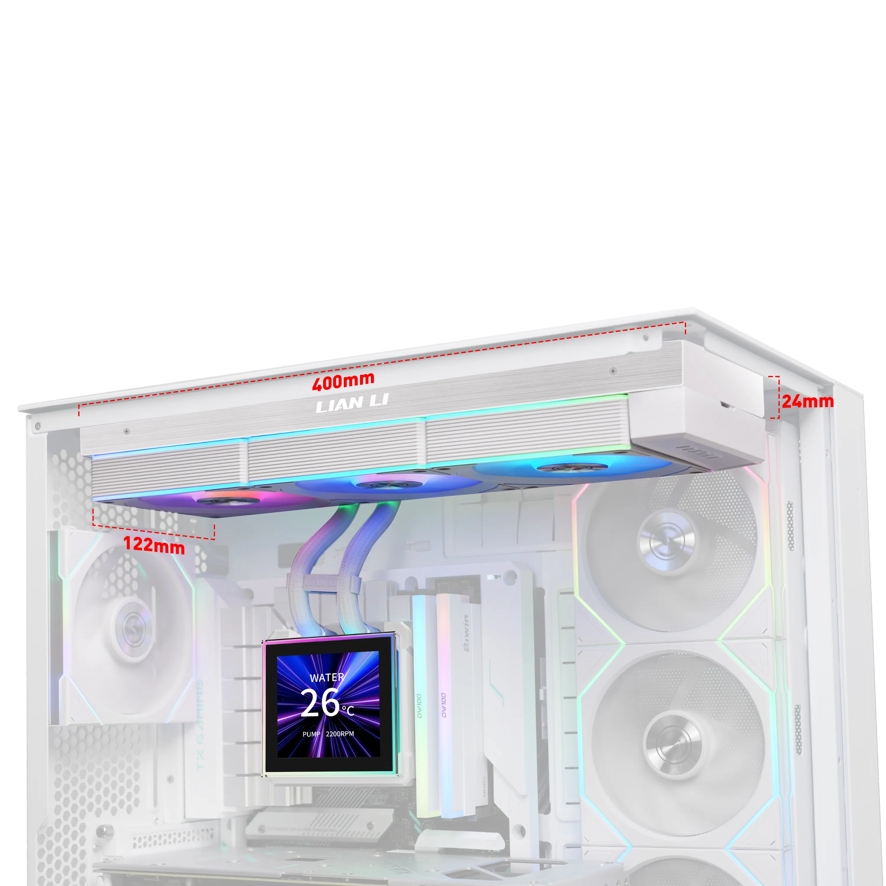 Lian Li HydroShift II LCD-S 360mm ARGB Liquid Cooler, White