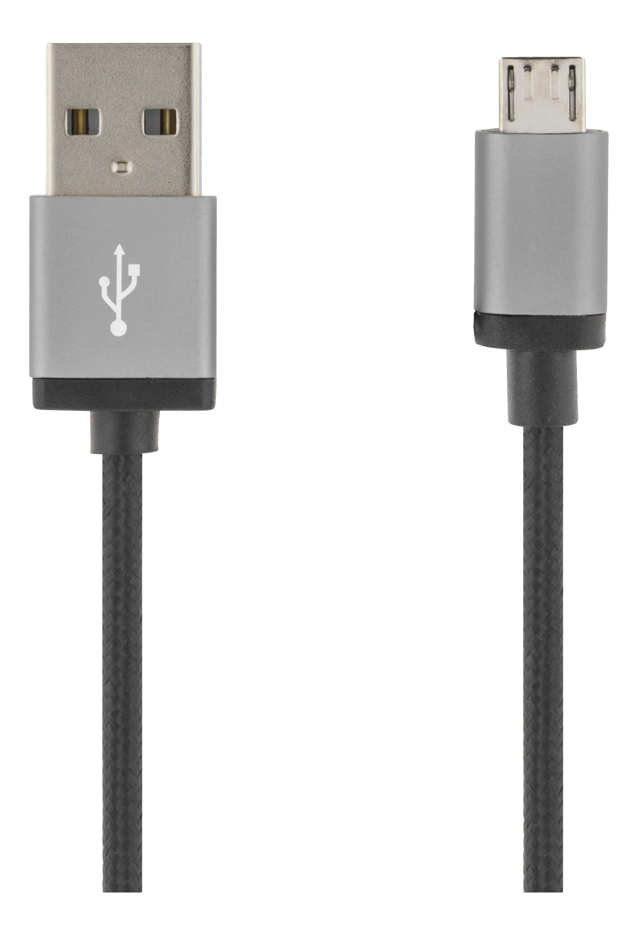 Deltaco Braided USB-A - Micro-USB B - cable, 2 m, Black