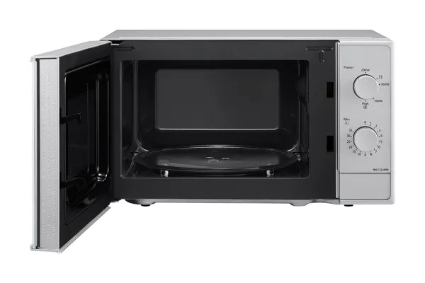 PANASONIC NN-E22JMMEPG MIKROAALTOUUNI. HOPEA. 800W. 5 tehoaluetta. 20l. Lautanen 255mm.