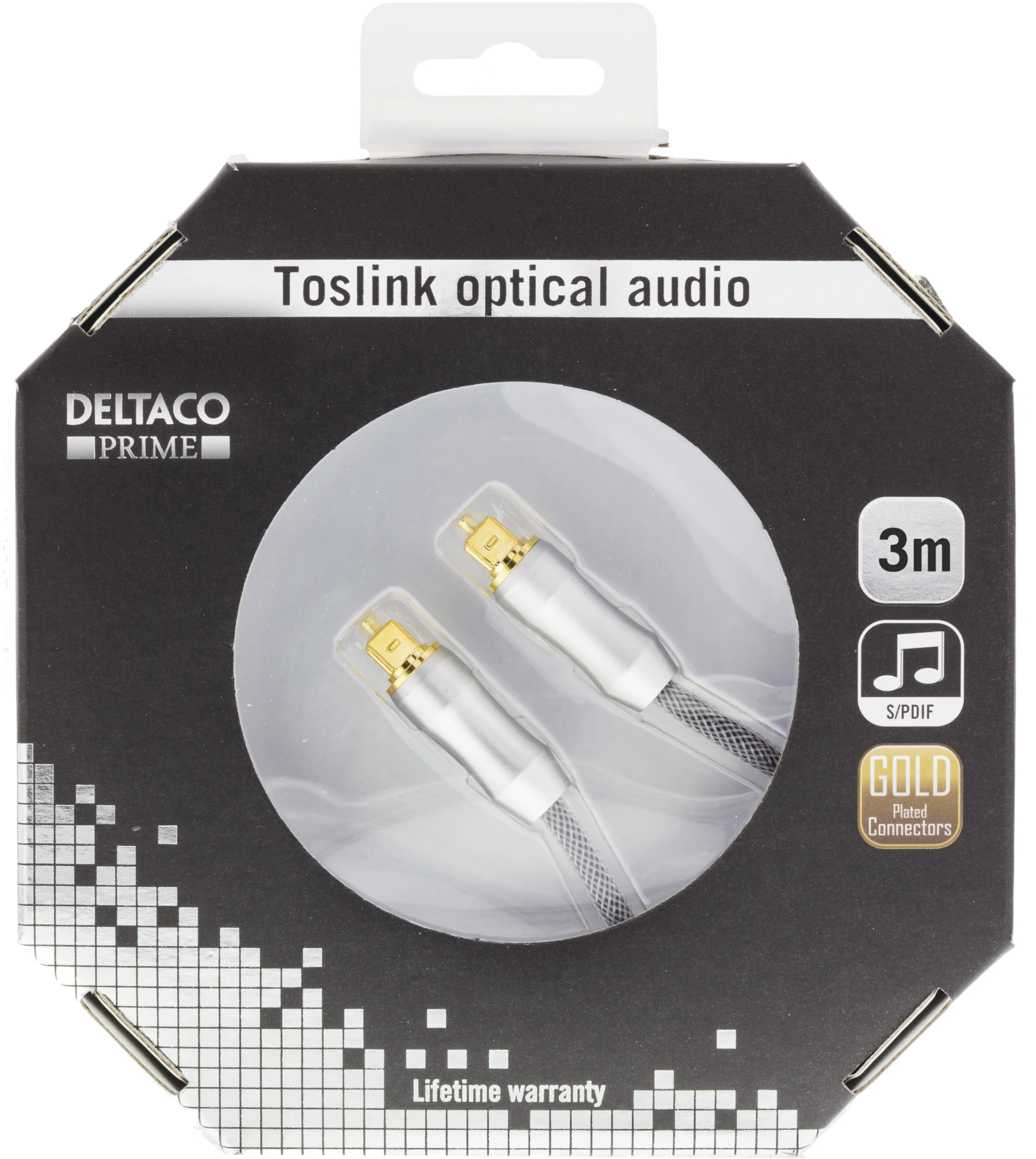 DELTACO PRIME optinen kaapeli digit. &auml;&auml;nelle, TOSLINK-TOSLINK, 3m, m