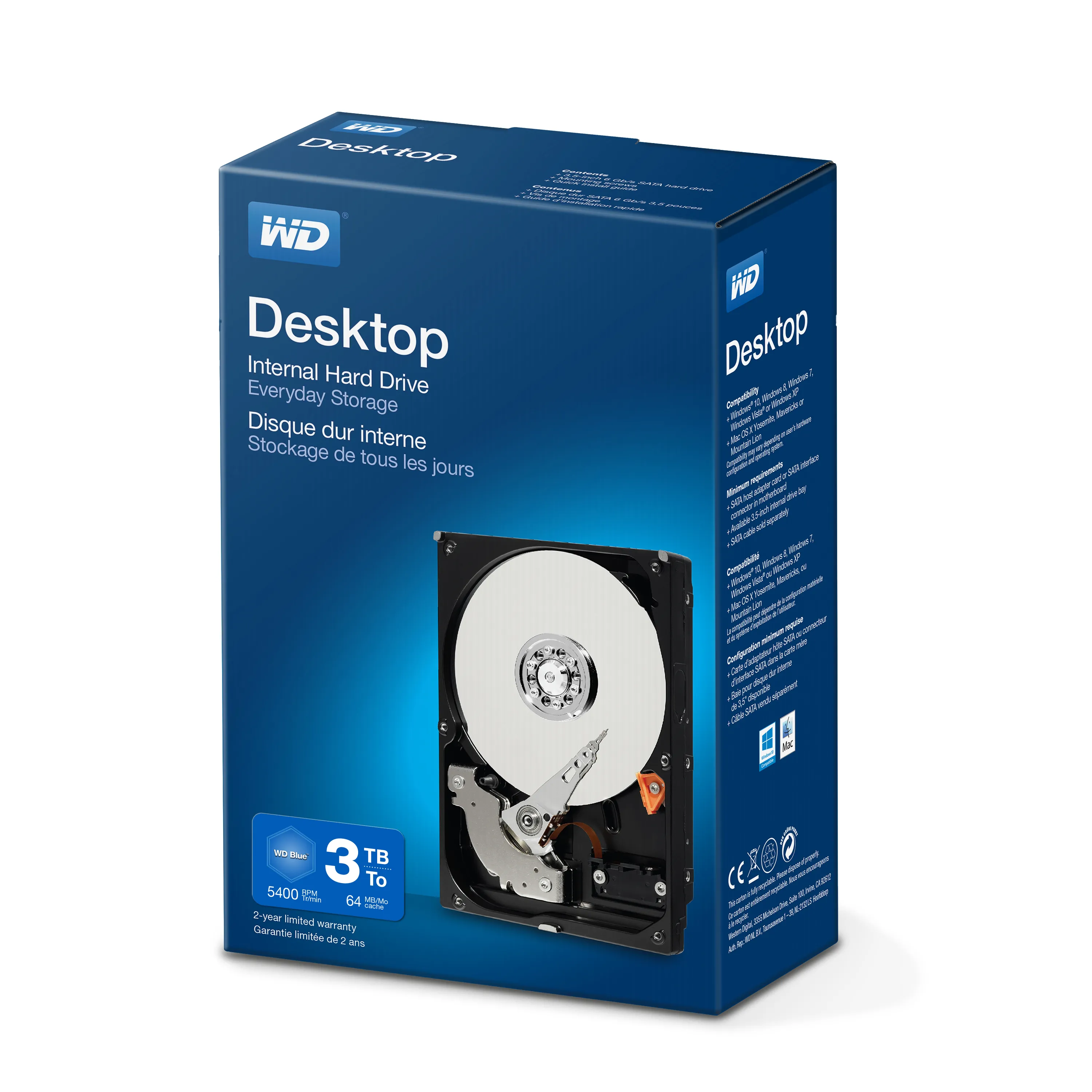 WD Blue 3.5" 3TB, 5400 RPM, 64MB, SATA III Hard Drive
