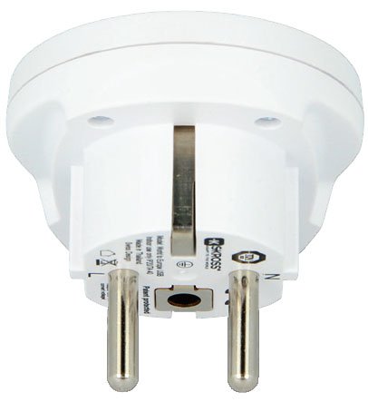 SKROSS World to Europe USB, reseadapter, max 16A 4000W 250V, vit
