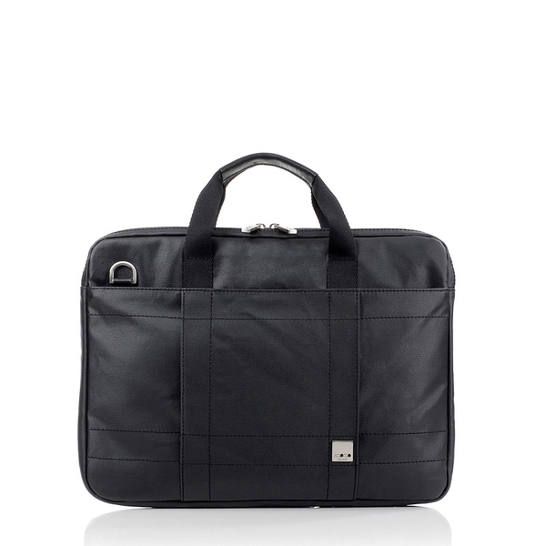 Knomo Lincoln Slim Canvas Briefcase 13&quot;, Black Matte