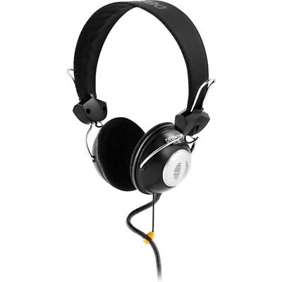 DELTACO headset med volymkontroll, 2m kabel, svart