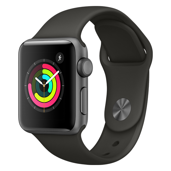 Apple Watch Series 3 GPS, 38mm Space Grey Aluminium Case with Grey Sport Band