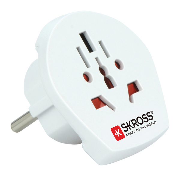 SKROSS reseadapter  EMEA/US/UK till EU, ojordad, 220-250V max 16A, vit