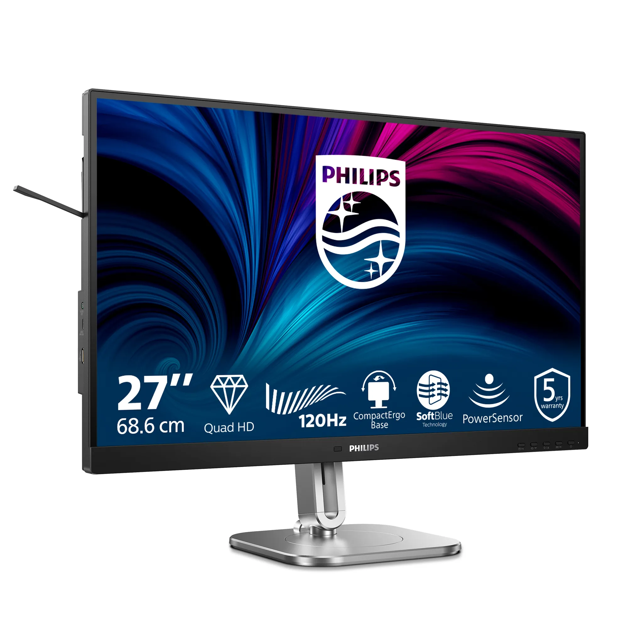Philips 27B2N4500/00 27" QHD, IPS -n&auml;ytt&ouml;, USB-C hub, 120Hz