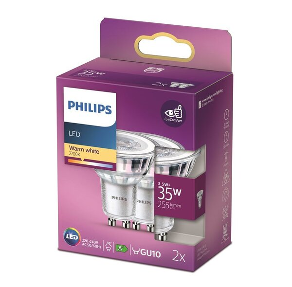 Philips 2-pack LED GU10 Spot 35W 255lm