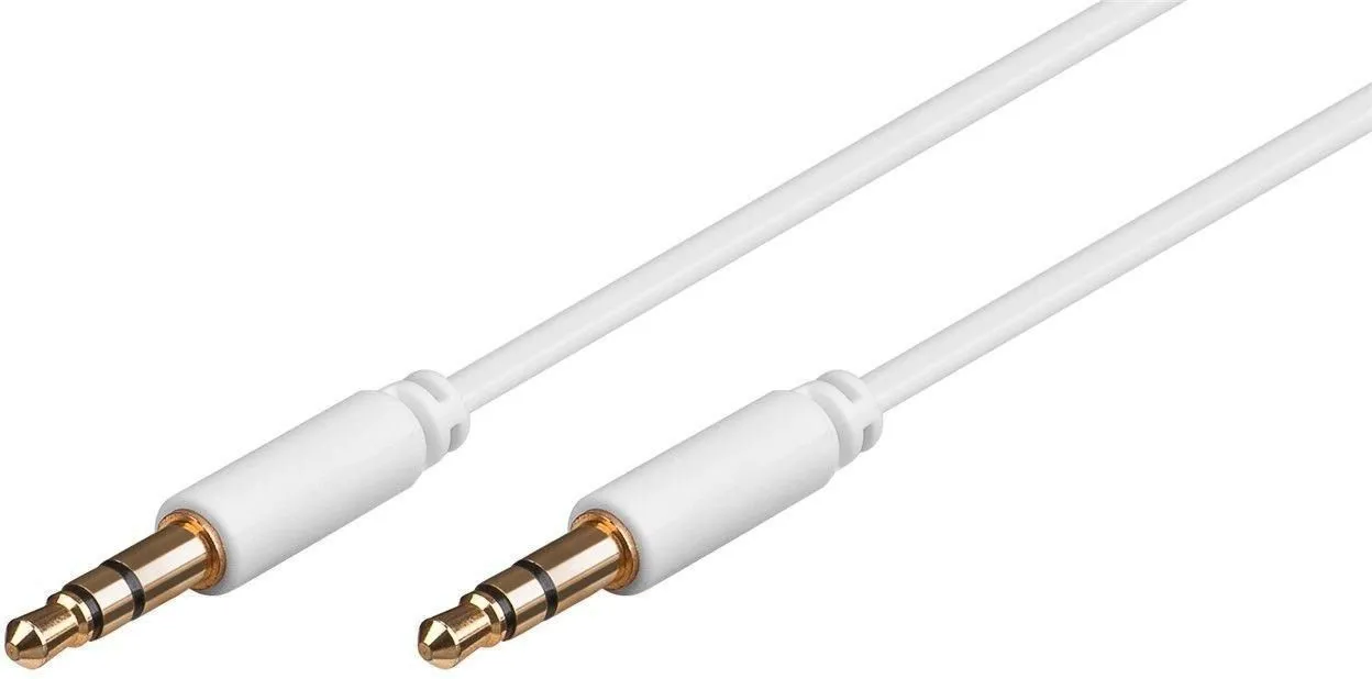 MicroConnect AUDLL1W 3,5 mm kullattu -audiokaapeli, 1 m, valkoinen