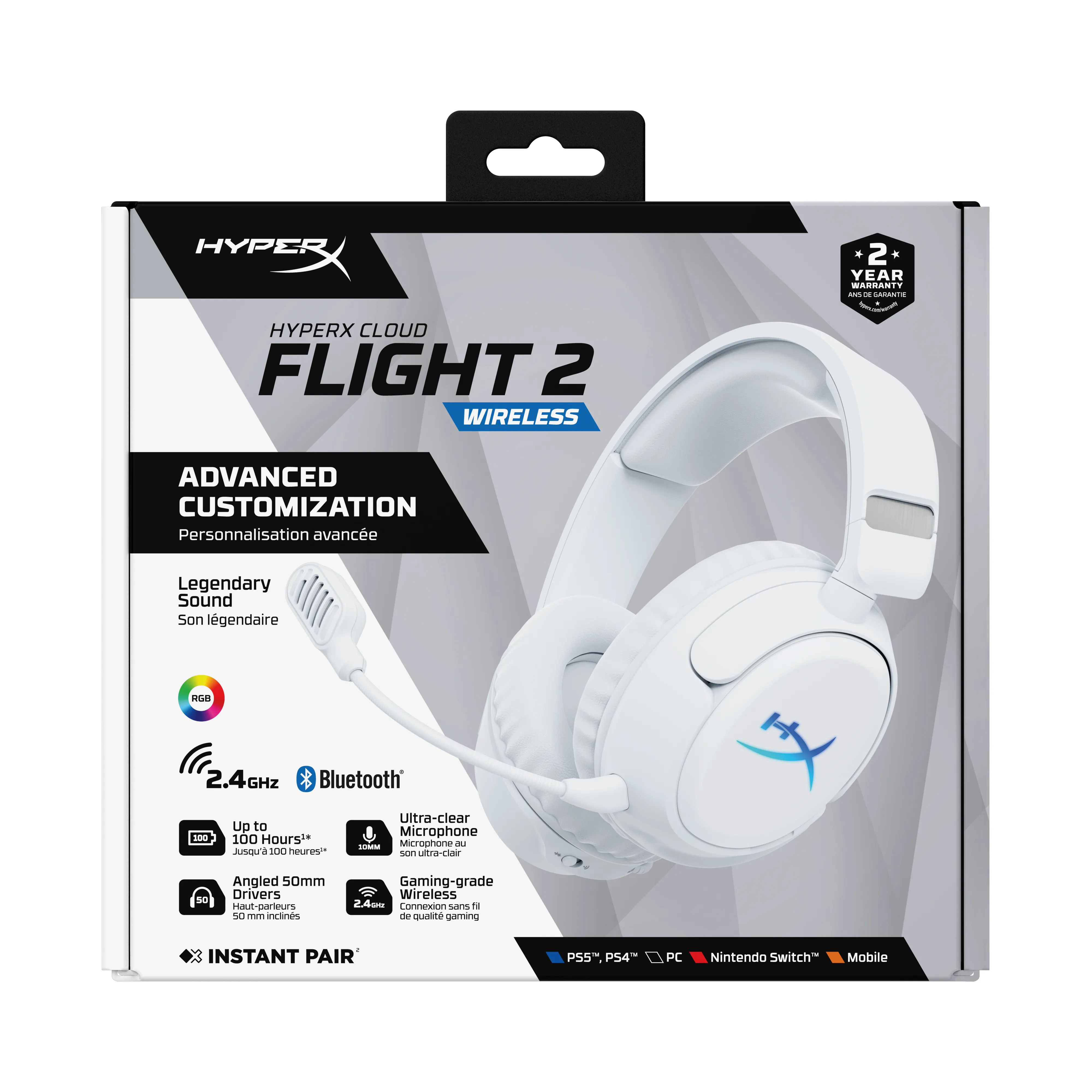 HyperX Cloud Flight 2 Wireless Gaming Headset, White