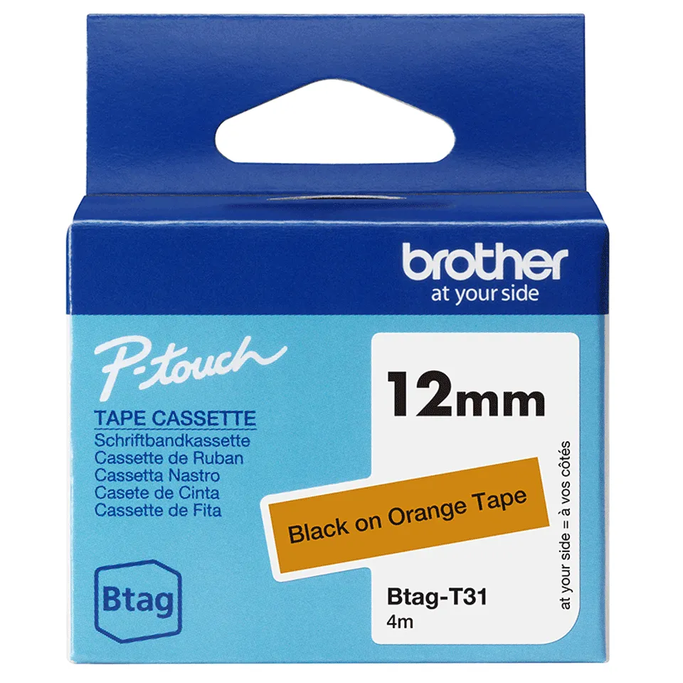 BTAG-T31 12mm Black on orange tape BTAG-T31 12mm Black on orange tape