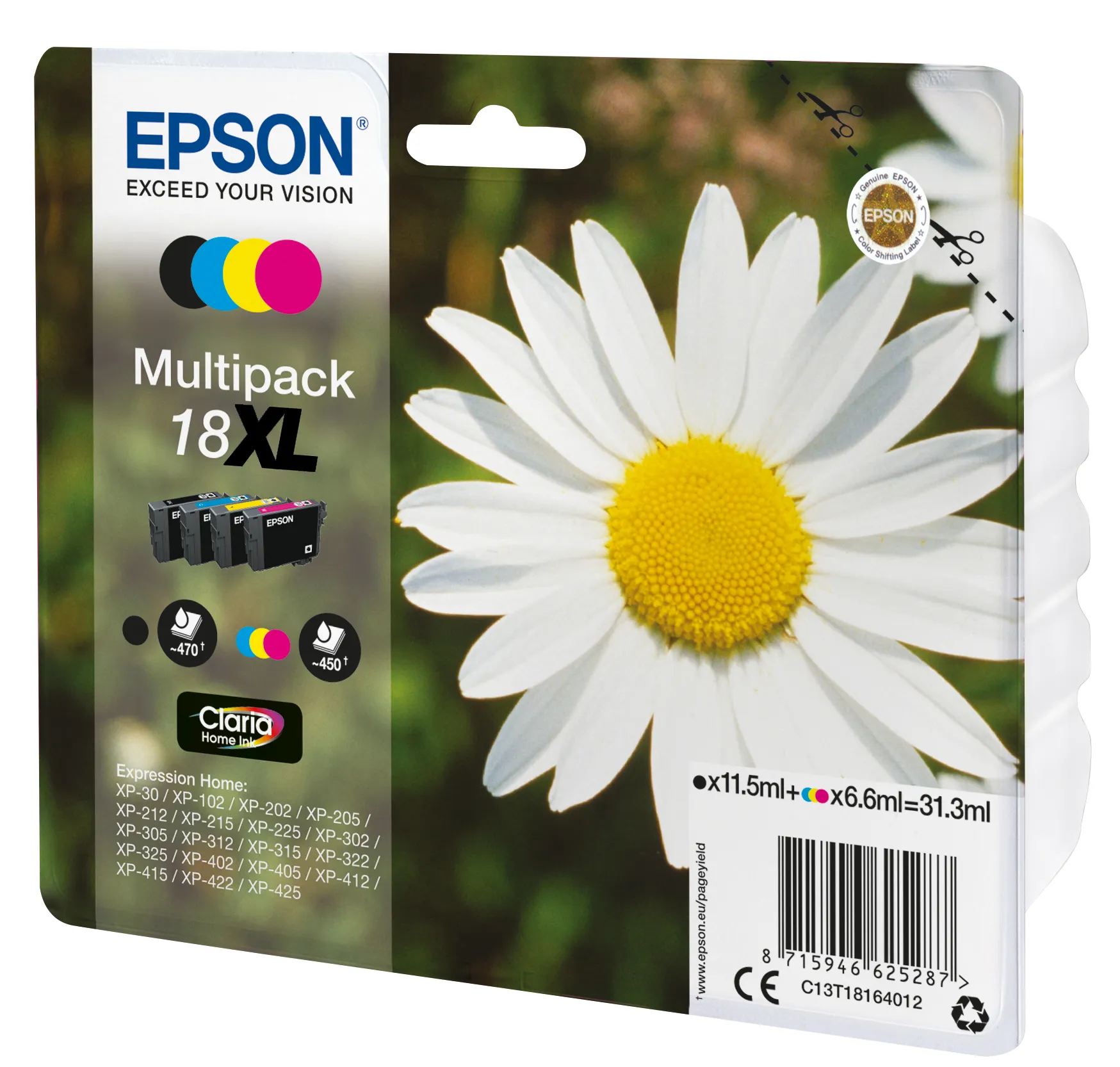 Epson 18XL Multipack - 4 pakettia - musta, keltainen, sinivihre&auml;, magenta - alkuper&auml;inen - blister RF-h&auml;lyttimell&auml; - mustepatruuna malleihin Expression Home XP-