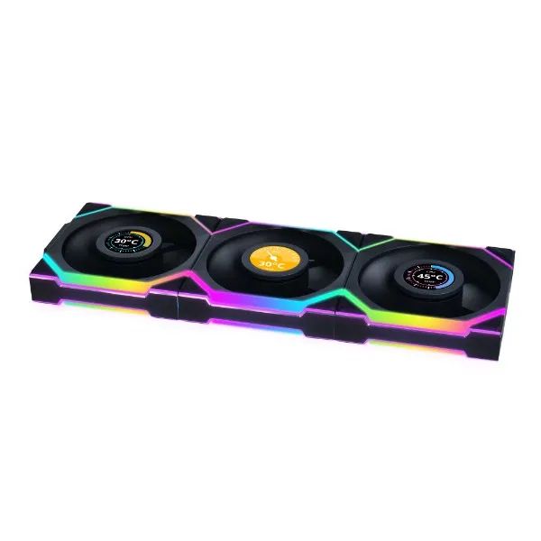 Lian Li UNI FAN SL Wireless LCD Reverse, 3 pack, 120mm - case fan, Black