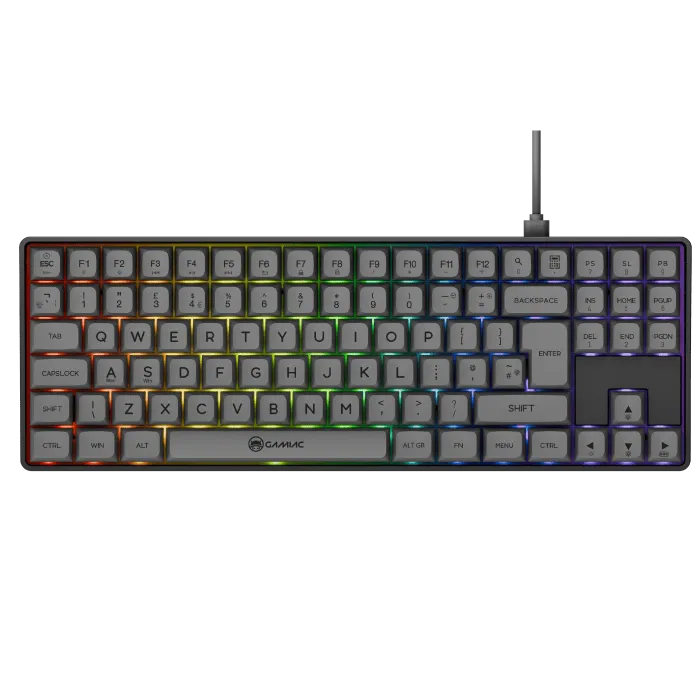 Gamiac TKL90G Kailh Red - speltangentbord, Grå/Svart