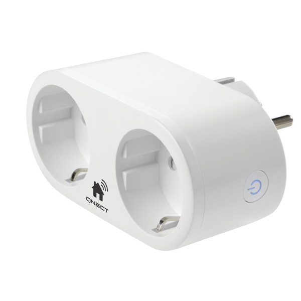 Qnect SH-P02 Smart dual plug, 13a, WiFi, energy monitor - tr&aring;dl&ouml;s smart uttag