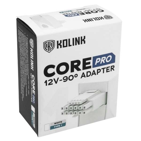 Kolink Core Pro 12V-2x6 90 degree adapter - Type 1, white