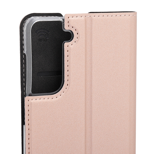 Wave Book Case, Galaxy S21 - case, Rose gold