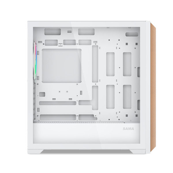 SAMA Z60 -miditornikotelo ikkunalla ja RGB-valaistuksella, valkoinen