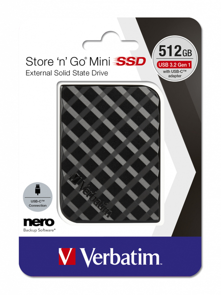 Verbatim Store n Go Mini - 512 GB - SSD - USB-C 3.2 Gen 1, black