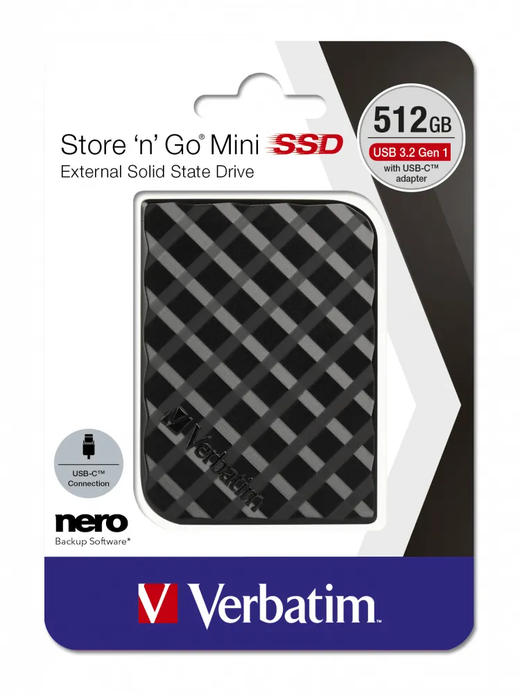 Verbatim Store n Go Mini - 512 GB - SSD - USB-C 3.2 Gen 1, black