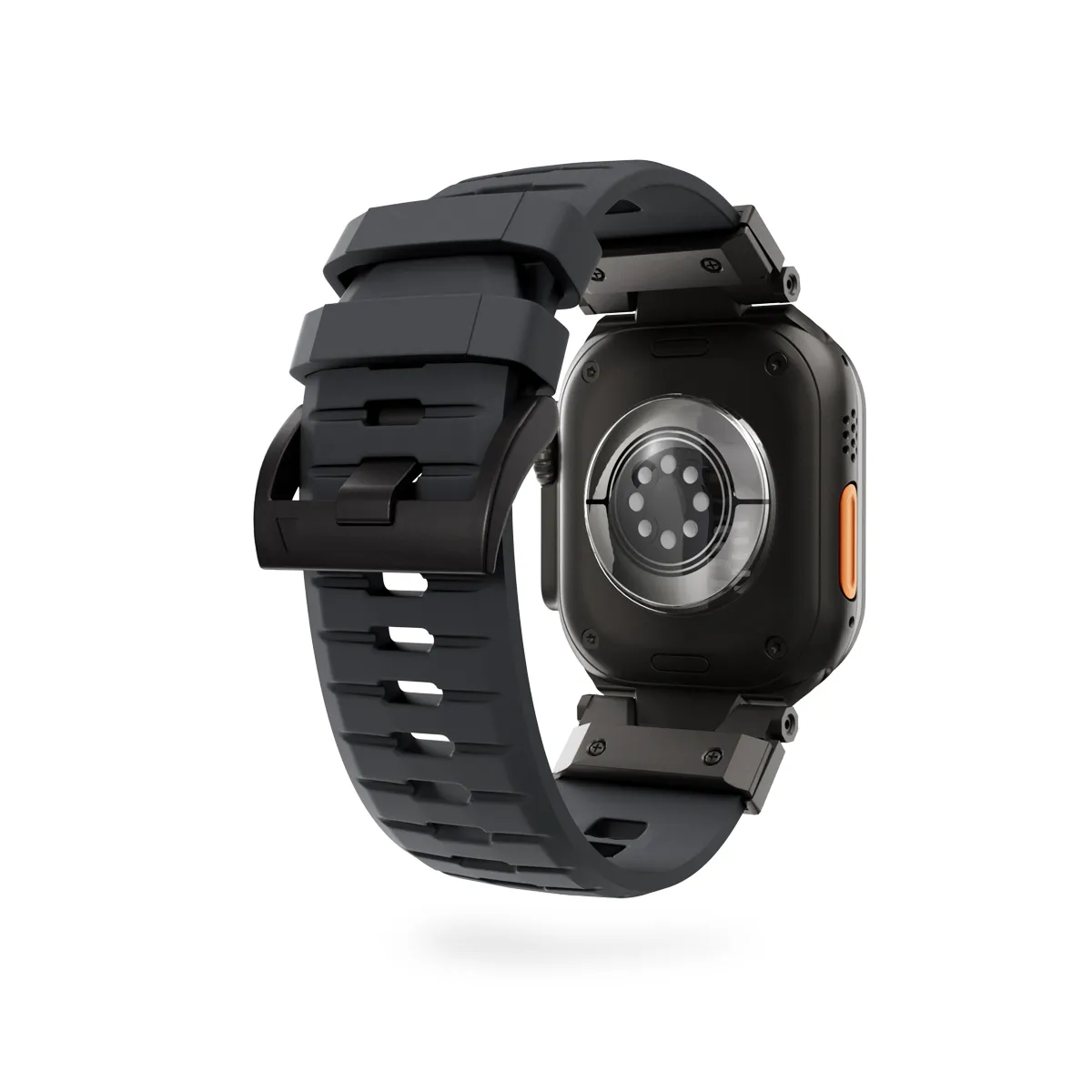 Epico FKM Rubber Pro Watch Band with Stainless Steel Fastening | Apple Watch SE (44mm)/Series 1-9 (42/44/45mm) 10-11 (46mm)/Ultra (49mm) | Black