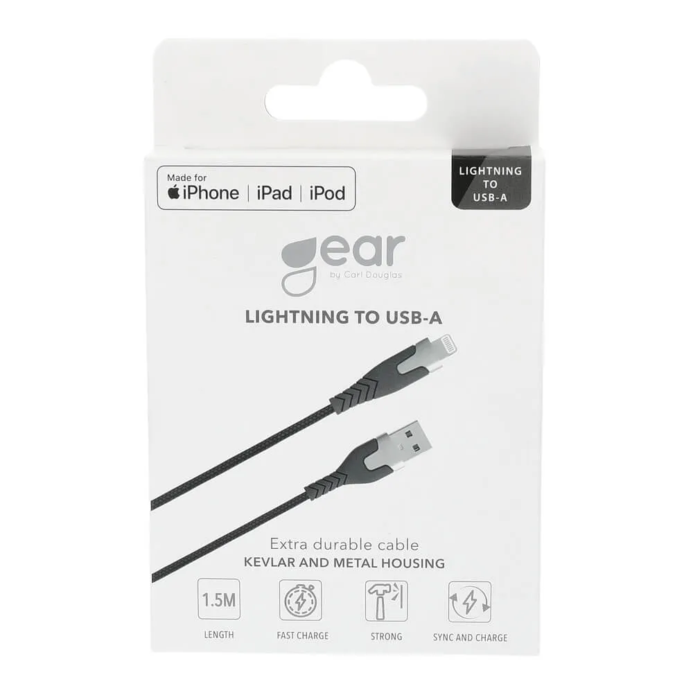 Gear PRO USB-A to Lightning cable, 1.5 m, Black