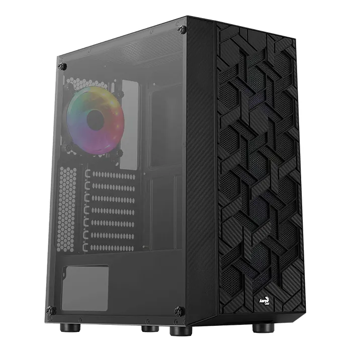 Midi-Tower Case with window, with RGB lighting, Black
