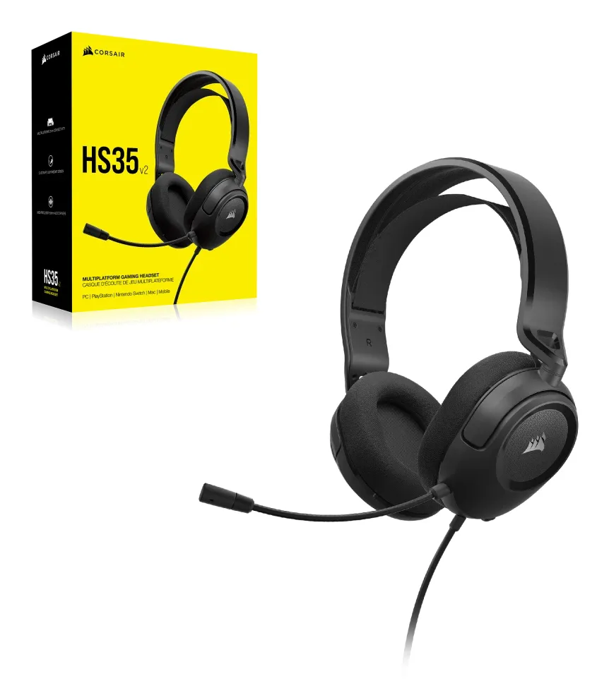 Corsair HS35 v2 - spelh&ouml;rlurar, svart