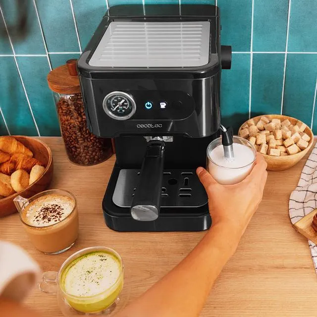Cecotec Power Espresso 20 Pro manuell espressomaskin, svart och rostfritt st&aring;l