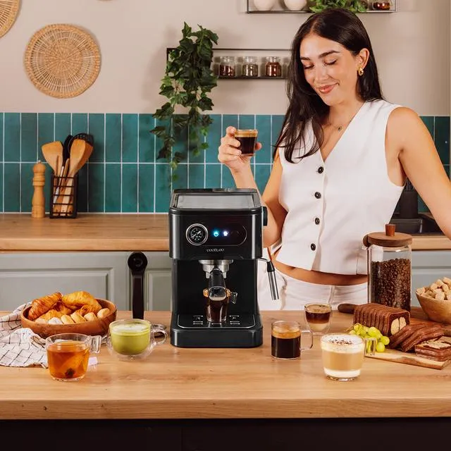 Cecotec Power Espresso 20 Pro manuell espressomaskin, svart och rostfritt st&aring;l