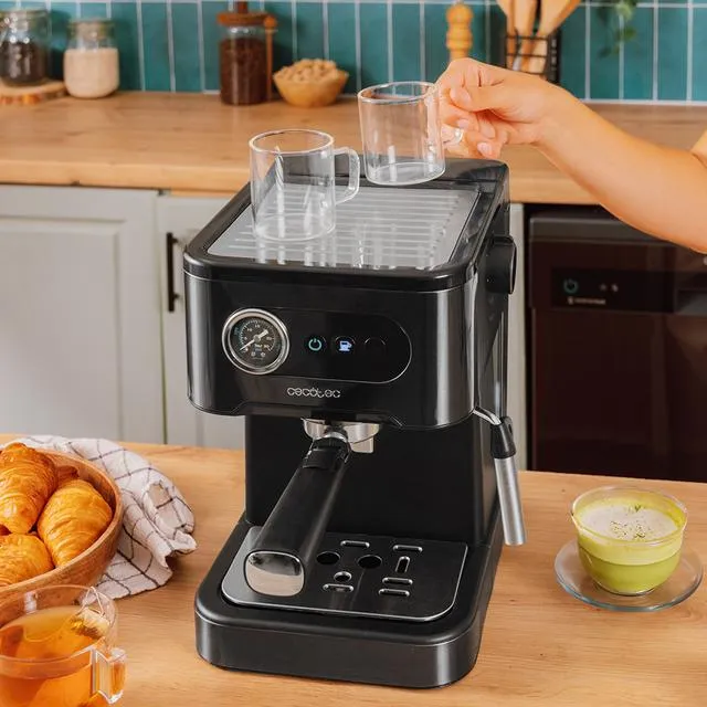 Cecotec Power Espresso 20 Pro manuell espressomaskin, svart och rostfritt st&aring;l