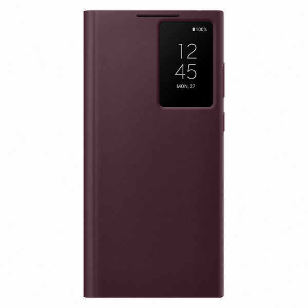 Samsung Galaxy S22 Ultra Smart Clear View -suojakuori, Burgundy