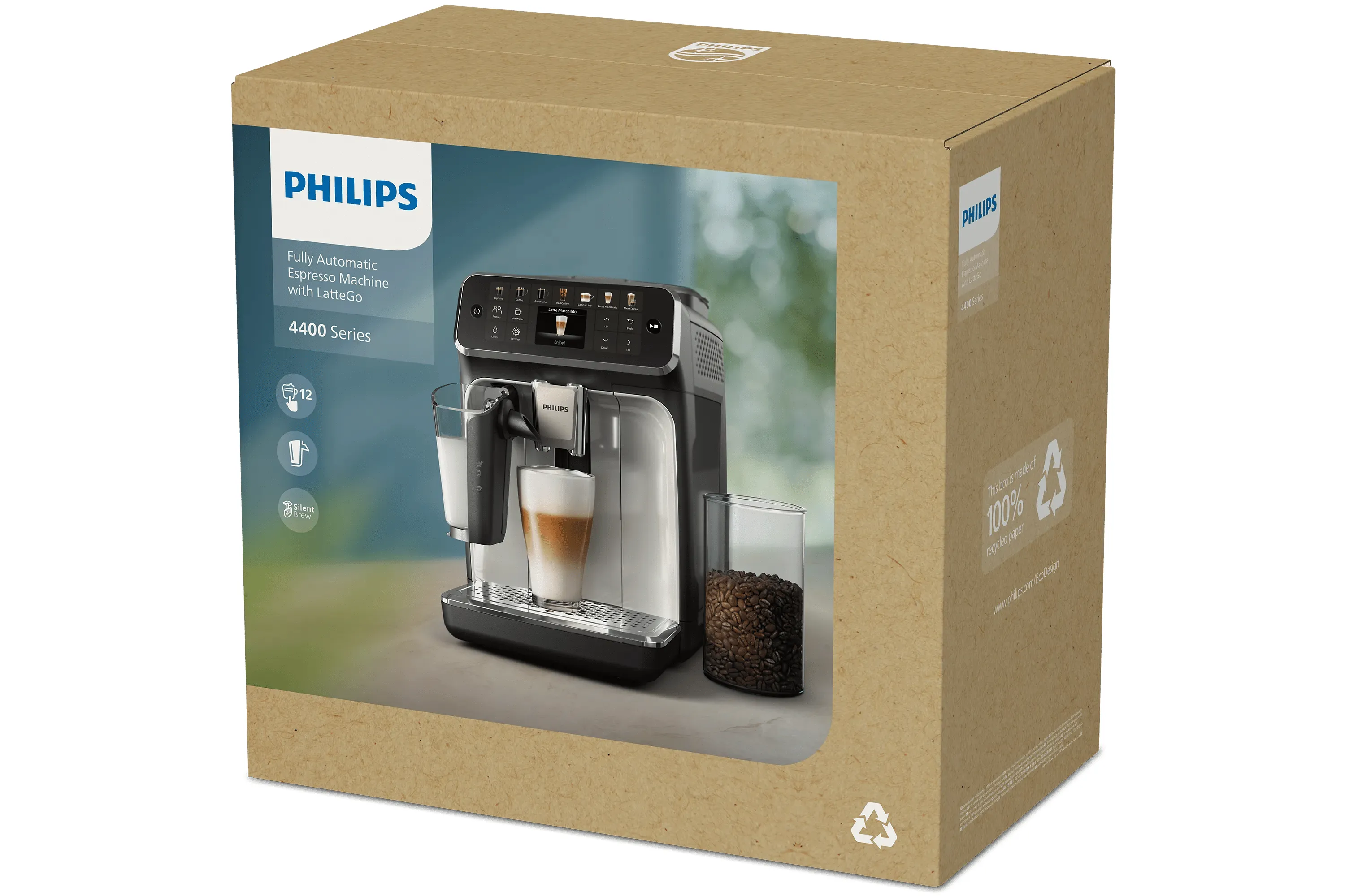 Philips 4400 Series LatteGo EP4441/50 -t&auml;ysautomaattinen espressokone, musta