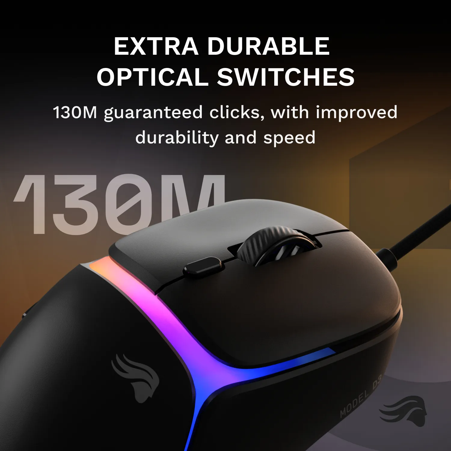 GLORIOUS Model D3 -langallinen pelihiiri, musta