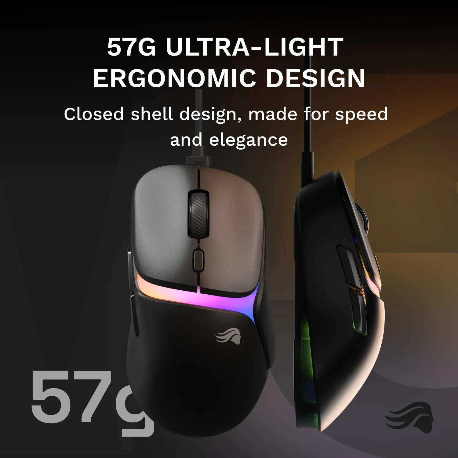 GLORIOUS Model D3 -langallinen pelihiiri, musta