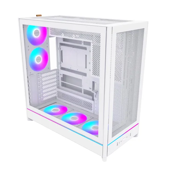 Montech HS01 Pro Mesh, 5 Fläktar - midi chassi, Vit