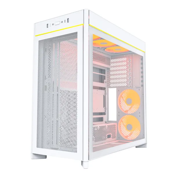 Montech HS01 Pro Mesh, 5 Fläktar - midi chassi, Vit