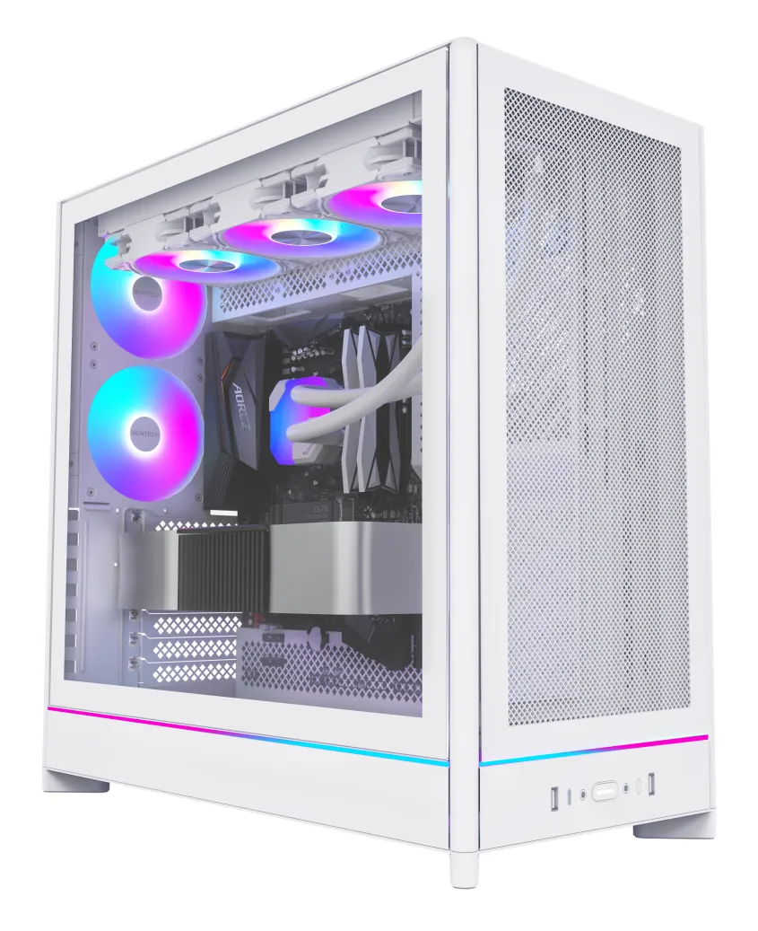 Montech HS01 Pro, Mesh, 5 Pre-installed fans - midi case, White