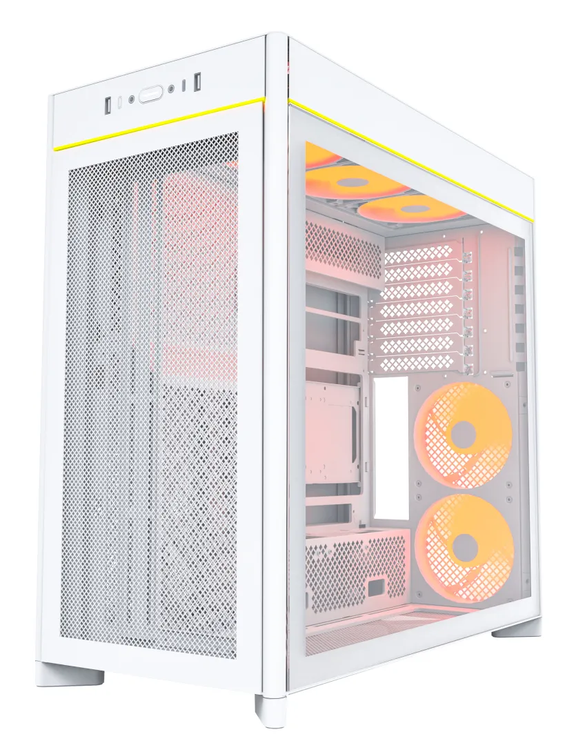 Montech HS01 Pro, Mesh, 5 Pre-installed fans - midi case, White